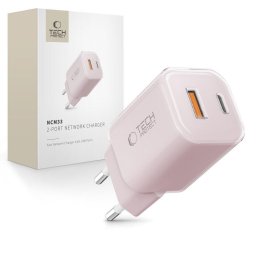 Incarcator de retea 1xUSB + 1xUSB-C QC3.0 PD 33W Roz