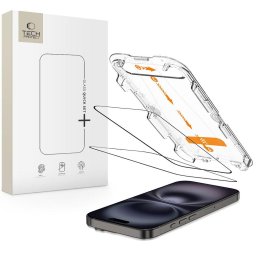 Sticlă securizată Tech-Protect Rapid+ pentru iPhone 15 / 16, set 2 bucăți, protecție ecran, neagră