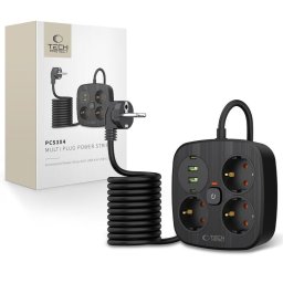 Prelungitor TECH-PROTECT PCS3X4 POWER STRIP 2 USB & 2 TYPE-C & 3 SOCKET 200CM BLACK