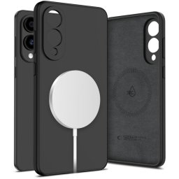 Husa Husă Tech-Protect Liquid Silicone MagSafe pentru Samsung Galaxy S25 Edge, finisaj soft-touch, neagră