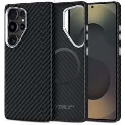 Husa Husă Tech-Protect Ion Carbon MagSafe pentru Samsung Galaxy S25 Ultra, finisaj carbon, neagră