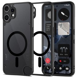 Husa Husă Tech-Protect Magmat MagSafe pentru Nothing CMF Phone 2 Pro, compatibilă MagSafe, spate transparent, negru/transparent