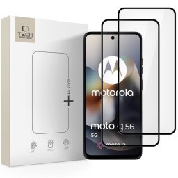 Sticlă securizată Tech-Protect Fit+ pentru Motorola Moto G56 5G, pachet 2 bucăți, rezistență 9H, neagră