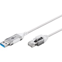 goobay Ethernet adapter cable USB-A 3.2 Gen1 > RJ-45, Slim (white, 5 meters)