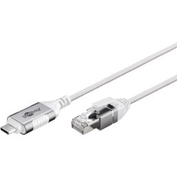 goobay Ethernet adapter cable USB-C 3.2 Gen2 > RJ-45, Slim (white, 1 meter)