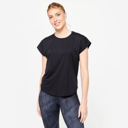 Tricou larg cardio training Negru Damă