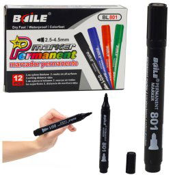 Accesorii birotica Marker permanent, rezistent la apă, negru, 2,5-4,5 mm