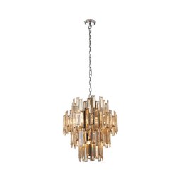 Lustră de cristal pe lanț Endon 72744 VIVIANA 12xE14/40W/230V fumuriu