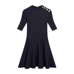 TED BAKER Rochie Lilano Ribbed Knit Button Detail Skater 281784 navy