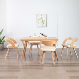 Scaune de bucatarie, 4 buc, crem, lemn curbat & piele ecologica GartenMobel Dekor