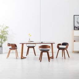 Scaun de bucatarie, 4 buc., gri închis, textil si lemn curbat GartenMobel Dekor