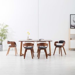 Scaun de bucatarie, 6 buc., gri închis, textil si lemn curbat GartenMobel Dekor