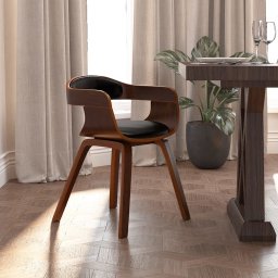 Scaun de bucatarie, negru, piele ecologica si lemn curbat GartenMobel Dekor