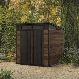 Casuta de gradina, Keter, Maro, 7x7, colectie Signature , usa dubla, ferestre, ventilatie, ranforsare metalica