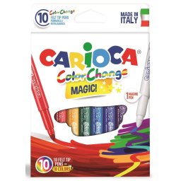 Carioca lavabila, varf gros 6mm, 9 culori+1 magic marker/cutie, CARIOCA Color Change