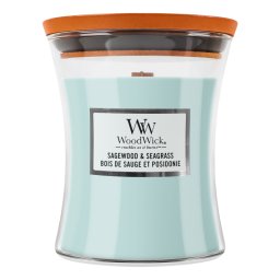 WoodWick Medium Hourglass Candles Scented Candle Sagewood & Seagrass 275 g