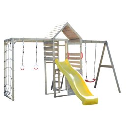Turn de joaca cu 2 platforme, panou de catarare, tobogan, leagan si modul de gimnastica (m41), wendi toys