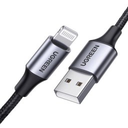 Cablu USB la Lightning MFi, 2.4A, 1 m, negru