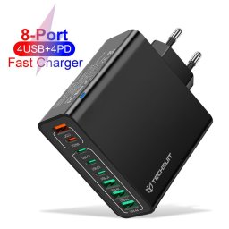 Incarcator de retea CHPD224 Super Fast Charge 4x USB + 4x Type-C Fast Charging 65W Negru