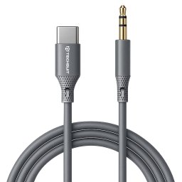 Cabluri audio Adaptor Techsuit Jack, USB-C, Hi-Fi, 1m - SoundFleX, Universal – Gri
