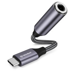 Adaptor Techsuit Type-C, Jack, Hi-Fi, 3A, 0.1m - MusicDoX, Universal – Gri