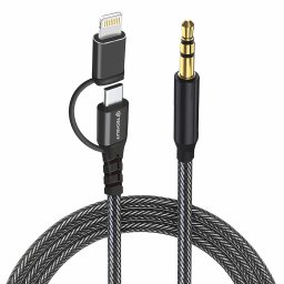 Cabluri audio Adaptor Techsuit 3in1, Jack, iPhone, Hi-Fi, 1m - EchoSnap, Universal – Negru