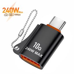 Adaptor USB 3.0 la Type-C, OTG, 10Gbps, 240W, Aluminiu - HyperPort (A1) - Black / Orange