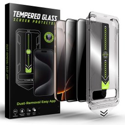 Techsuit TitanGlass FullCover Privacy - Folie protecție ecran din Sticlă securizată - compatibil cu Apple iPhone 16 Pro / iPhone 17 - Privacy, Set multiple bucăți