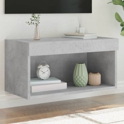 Comoda TV cu lumini LED, gri beton, 60x30x30 cm GartenMobel Dekor