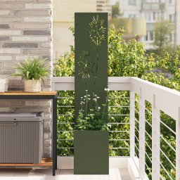 Ghiveci de Gradina cu Panou Decorativ Verde oliv 32 x 140 cm GartenMobel Dekor