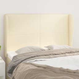 Tablie de pat cu aripioare, crem, 147x23x118/128 cm, piele eco GartenMobel Dekor