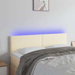 Tablie de pat cu LED, crem, 144x5x78/88 cm, piele ecologica GartenMobel Dekor