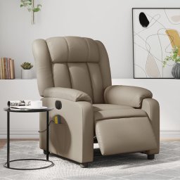 Fotoliu electric masaj rabatabil, cappuccino, piele ecologica GartenMobel Dekor