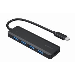 HUB extern GEMBIRD, porturi USB: USB-A 3.1 x 4, conectare prin USB Type-C, cablu 0.15 m, negru, UHB-CM-U3P4P-01 (timbru verde 0.18 lei)