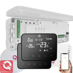 Kit Automatizare Incalzire Pardoseala Wireless Q20, Controller 8 zone, 2x termostat Q20, Gateway Hub, aplicatie, Negru