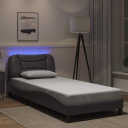 Cadru de pat cu lumini LED, gri, 80x200 cm, piele ecologica GartenMobel Dekor