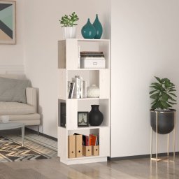 Biblioteca/Separator camera, alb, 51x25x132 cm lemn masiv pin GartenMobel Dekor