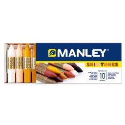 Articole pentru scoala Creioane cerate, cutie carton, tonuri neutre, 10 culori/set - Manley Skin Tones