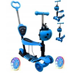 Trotineta copii 5 in 1, roti cu LED, platforma antiderapanta, JR R-Sport - Albastru