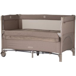 Patut pliabil Chipolino Relax Tiramisu Linen cu laterala culisanta
