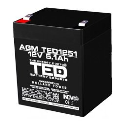 Acumulator AGM VRLA 12V 5,1Ah pentru sisteme de securitate, TED Battery Expert Holland TED003157