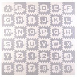 Covoras de joaca 180 x 180 cm cu litere si cifre Ricokids 7488 - Trenulet Gri