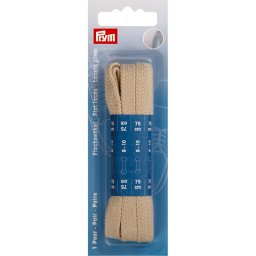 Sireturi bumbac, plate, lungime 75 cm, latime 8 mm, culoare bej, Prym, 974712