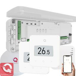 Kit Automatizare Incalzire Pardoseala Wireless Q20, Controller 8 zone, 2x termostat Q30, Gateway Hub, aplicatie, Alb