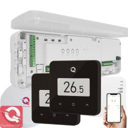 Kit Automatizare Incalzire Pardoseala Wireless Q20, Controller 8 zone, 2x termostat Q30, Gateway Hub, aplicatie, Negru