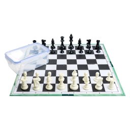 Combo set new edition : Tabla sah din carton pliabila in 4+Piese de sah din plastic no. 4- light