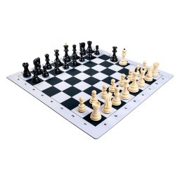 Combo set Zagreb: Set Piese sah Zagreb cu Tabla Mousepad alb negru