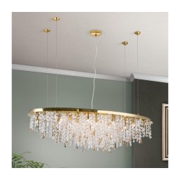 Lustră de cristal pe cablu Orion CRYSTALRIVER 21xG9/40W/230V auriu