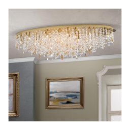 Plafonieră de cristal Orion CRYSTALRIVER 21xG9/40W/230V auriu