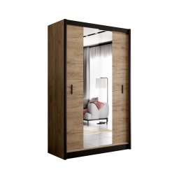 Dulap MIRO 150x215 cm cu oglindă, stejar craft/negru